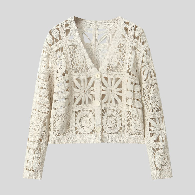 White Woven Floral Lace Set