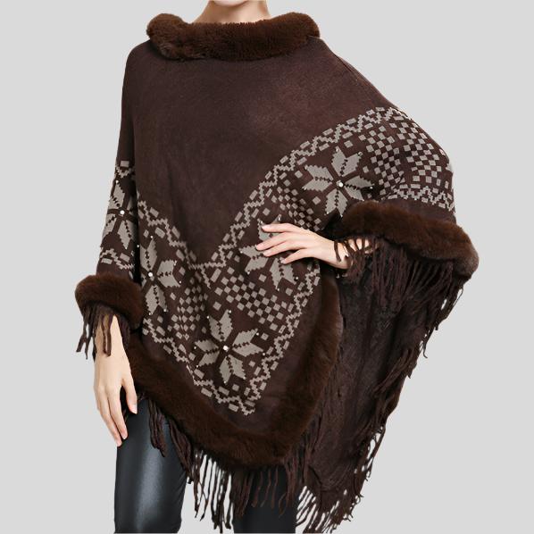Textured Fur Poncho