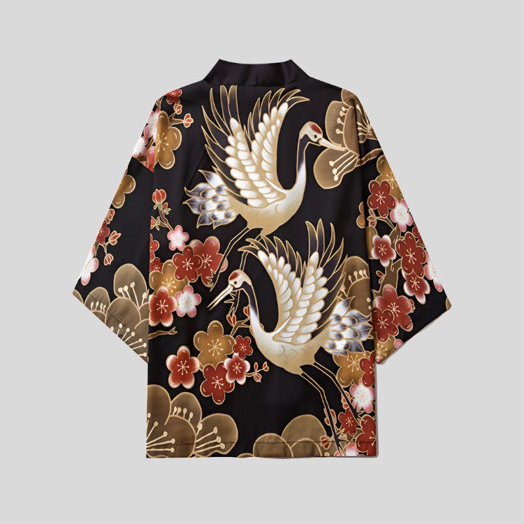 UKIYO Satin Kimono with Print - festival fashion | Nomadic Enigma