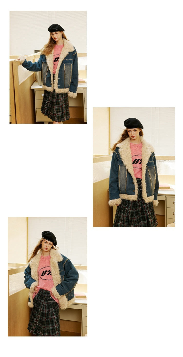 JON Denim Coat with Fur