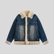 JON Denim Coat with Fur