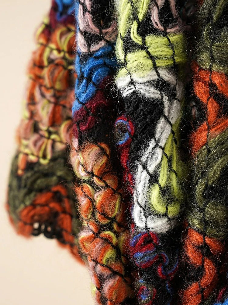 YOM Colorful Crochet Poncho
